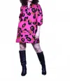 Maude Vivante Freya Puff Sleeve Mini Dress In Pink Leopard In Multi