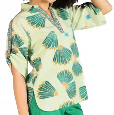 Maude Vivante Giselle Blouse In Mint Shells Print In Green