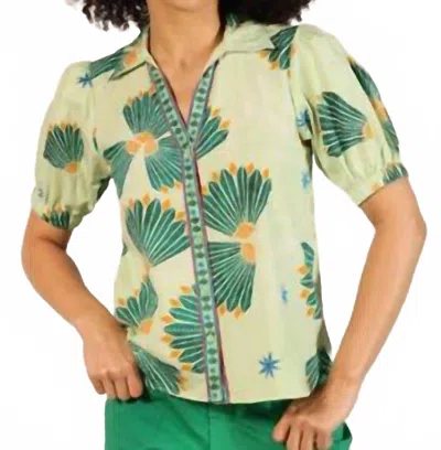 Maude Vivante Kate Blouse In Mint Shells Print In Green