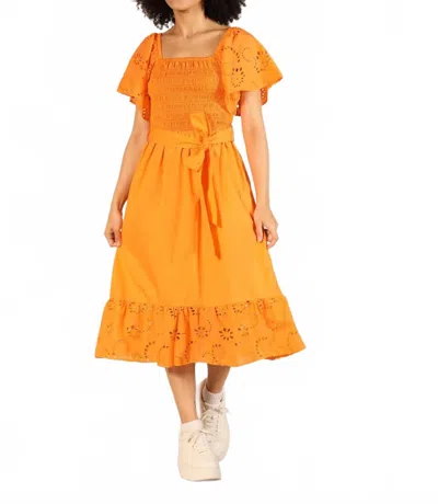 Maude Vivante Kylie Dress In Tangerine Solid In Animal Print