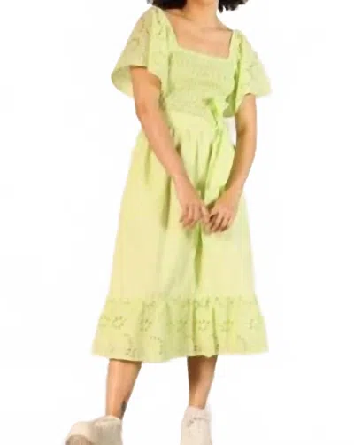 Maude Vivante Kylie Midi Dress In Lime Solid In Green