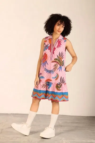 Maude Vivante Luna Sleeveless Collared Dress In Banana Baroque Print In Multi