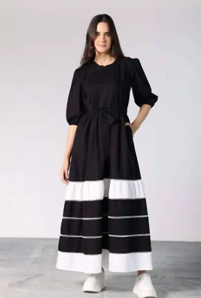 Maude Vivante Miley Tiered Maxi Belted Dress In Black