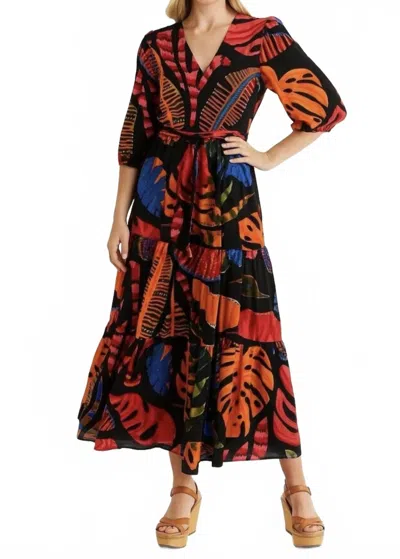 Maude Vivante Molly Cotton Poplin Dress In Black Forest Print In Multi