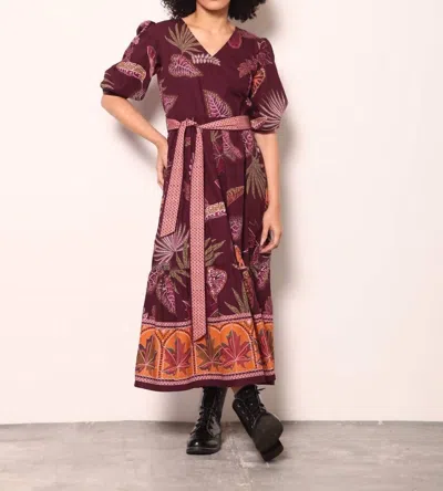 Maude Vivante Molly Dress In Wine Floral In Burgundy