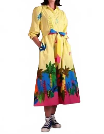 Maude Vivante Remi Cotton Poplin Dress In Tropical Patchwork Print In Multi