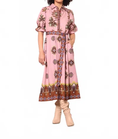 Maude Vivante Remi Midi Dress In Floral Motifs In Pink