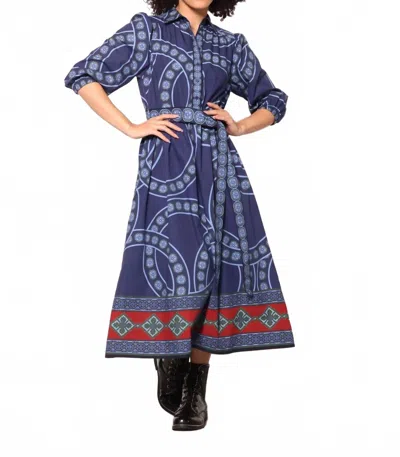 Maude Vivante Remi Midi Dress In Vintage Circles In Blue