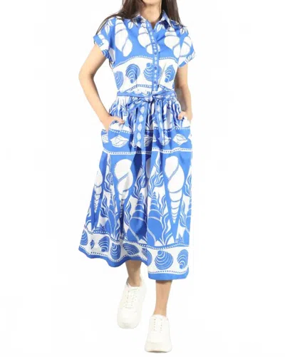 Maude Vivante Rylie Midi Dress In Blue Seashells In Multi