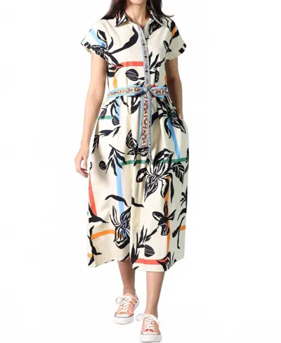 Maude Vivante Rylie Midi Dress In Stripe Florals In Multi