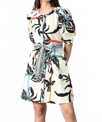 Maude Vivante Skyla Dress In Striped Florals In Neutral