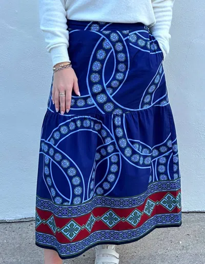 Maude Vivante Vintage Circles Ada Skirt In Blue Multi