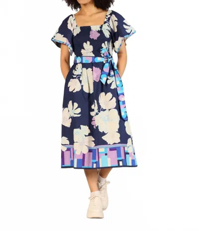 Maude Vivante Viva Dress In Ink Florals Print In Blue