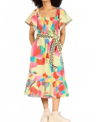 Maude Vivante Viva Midi Dress In Lemon Pops Print In Multi