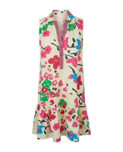 Maude Vivante Women's Luna Palm Breeze Poplin Dress In Pink Tropics In Multi