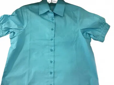 Maude Vivante Women's Short Sleeve Clover Blouse In Cyan In Blue