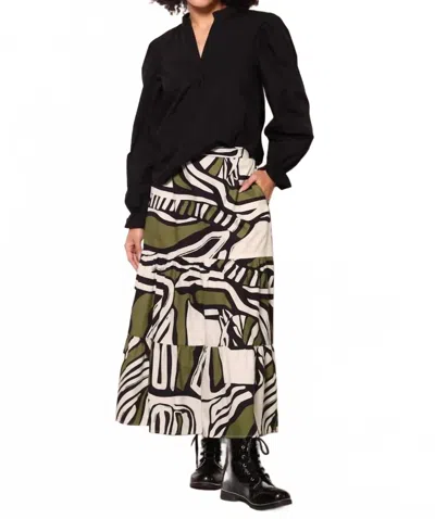 Maude Zebra Ada Skirt In Green & Black In Multi