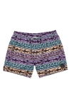 Maui And Sons Maui & Sons Bam Bam Shark Print Microfiber Swim Trunks In Multi