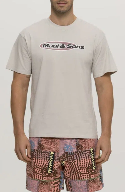 Maui And Sons Maui & Sons Flying Disc Cotton Graphic T-shirt In Cement