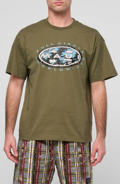 Maui And Sons Maui & Sons Full Circle Cotton Graphic T-shirt In Green