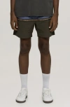 Maui And Sons Maui & Sons Granite Colorblock Nylon Swim Trunks In Thyme