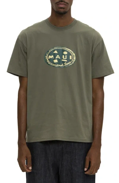 Maui And Sons Maui & Sons Impression Graphic Print Cotton T-shirt In Green