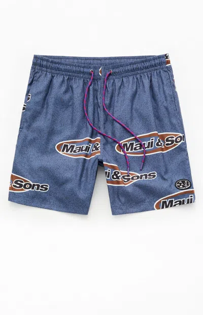 Maui And Sons Men's Flying Disc 6.5" Swim Trunks In Blue