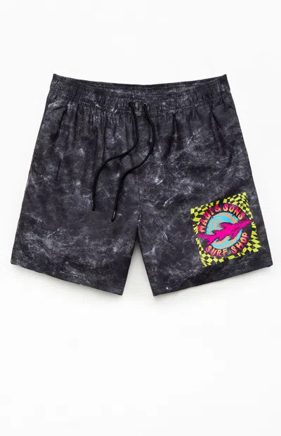Maui And Sons Men's Surf Shop 6.5" Swim Trunks In Black