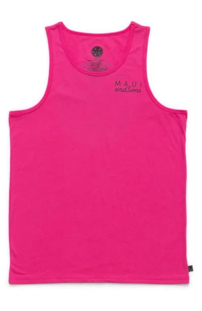 Maui And Sons Maui & Sons Neon Cookie Logo Graphic Tank In Pink
