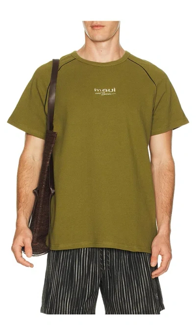 Maui And Sons Pique Front Short Sleeve Tee In Green