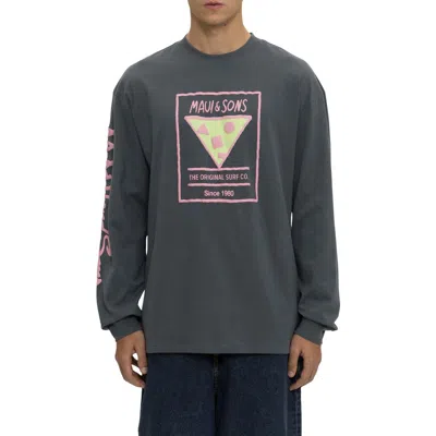 Maui And Sons Maui & Sons Rising Sun Graphic Print Cotton T-shirt In Gray