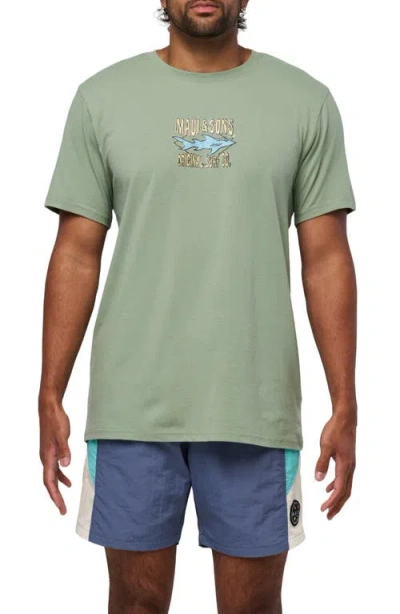 Maui And Sons Maui & Sons Shark Surf Graphic T-shirt In Green