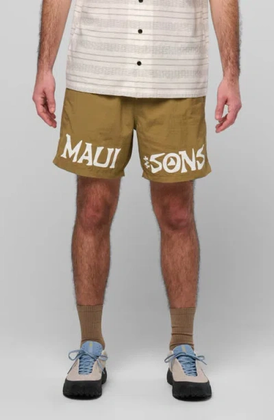 Maui And Sons Maui & Sons Stonewave Adventure Drawstring Shorts In Brown