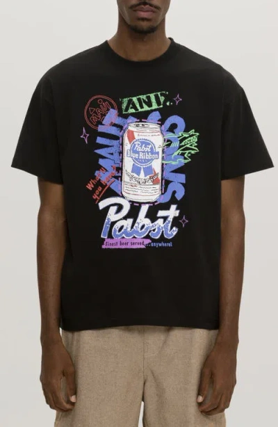 Maui And Sons Maui & Sons X Pabst Blue Ribbon Graffiti Graphic T-shirt In Black