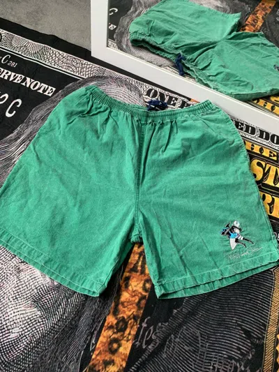 Pre-owned Maui And Sons X Surf Style Vintage Maui & Sons Cotton Striped Surf Lined Board Shorts In Green