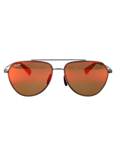 Maui Jim 17 Hawaii Lava Waiwai Shiny Light Ruthenium Acetate Sunglasses In Brown