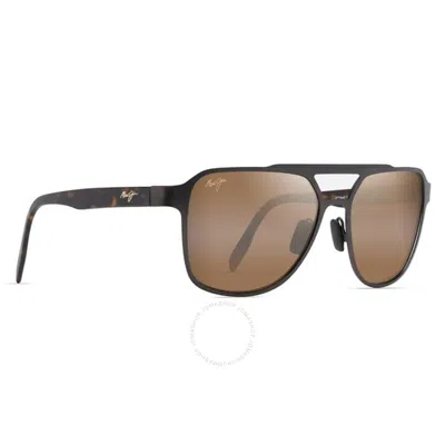 Maui Jim 2nd Reef Hcl Bronze Navigator Men's Sunglasses H607-01 59 In Black