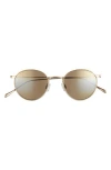 Maui Jim 48mm Core Round Polarized Sunglasses In Gold Gold Bronze