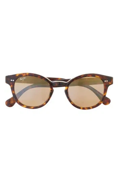 Maui Jim 49mm Core Round Polarized Sunglasses In Tortoise Tortoise Bronze