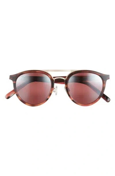 Maui Jim 49mm Round Core Polarized Sunglasses In Brown Brown Rose