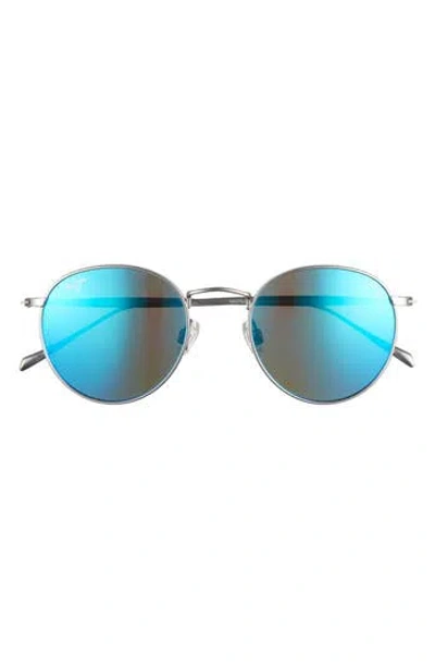 Maui Jim 50mm Round Polarized Sunglasses In Titanium Titanium Blue