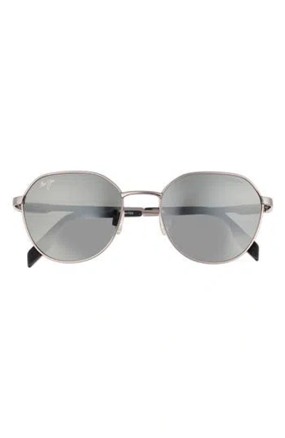 Maui Jim 52mm Polarized Round Sunglasses In Gray