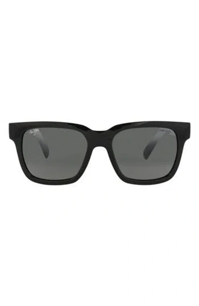 Maui Jim 54mm Polarized Square Sunglasses In Black
