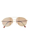 Maui Jim 56mm Aviator Polarized Sunglasses In Gold Gold Bronze