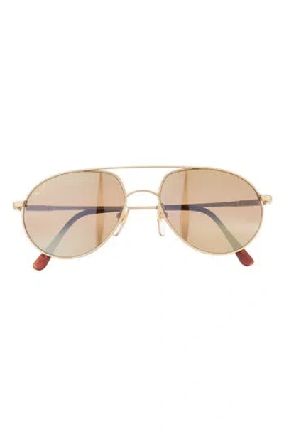 Maui Jim 56mm Aviator Polarized Sunglasses In Gold Gold Bronze