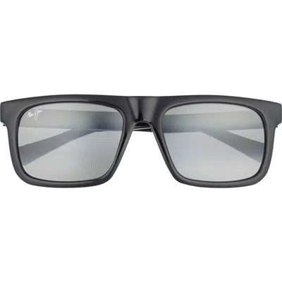 Maui Jim 56mm Polarized Square Sunglasses In Black
