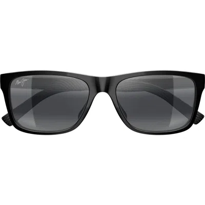 Maui Jim 57mm Polarizedplus2® Rectangular Sunglasses In Black