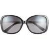 Maui Jim 58mm Polarized Oval Sunglasses In Black Silver Grey