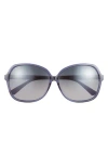 Maui Jim 59mm Jim Core Round Polarized Sunglasses In Blue Blue Grey