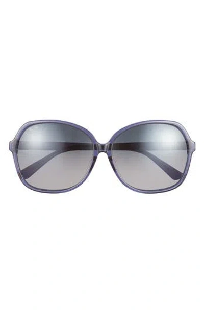 Maui Jim 59mm Jim Core Round Polarized Sunglasses In Blue Blue Grey